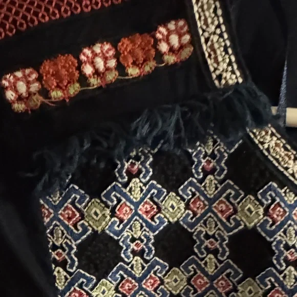 Zara Embroidered -Boho open jacket top with coin accents- Dark Navy Blue - Picture 10 of 16